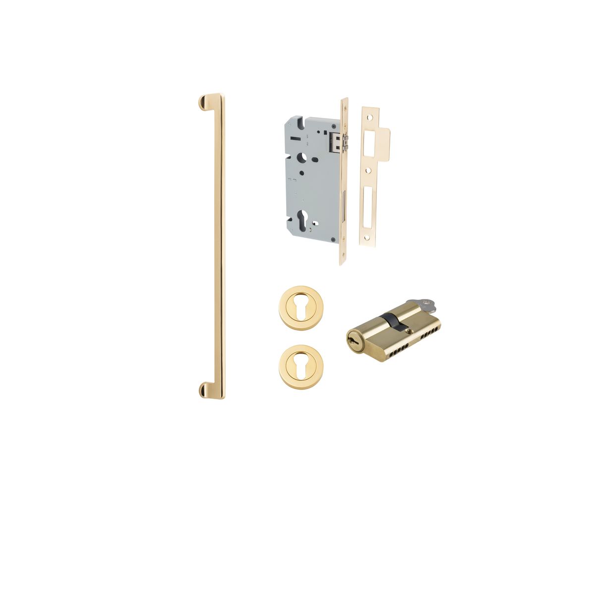 21300KENTR60KK - Baltimore Pull Handle - 600mm Entrance Kit with Separate High Security Lock - Polished Brass - Entrance