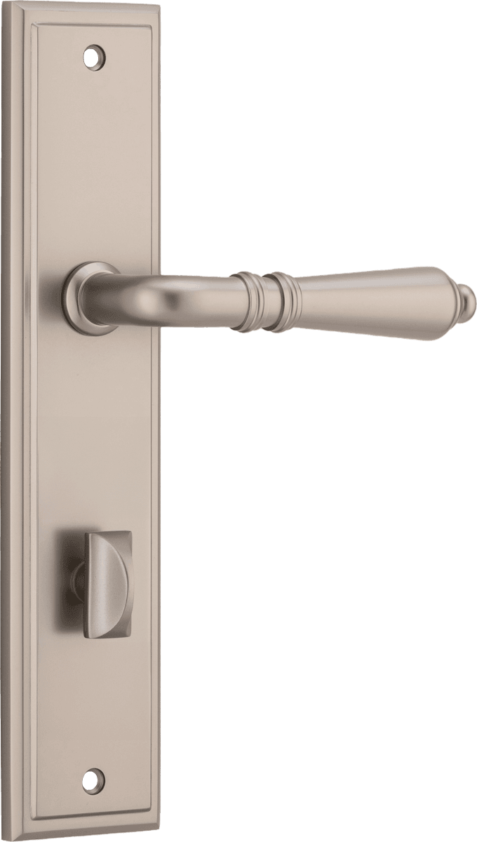 14736P85 - Sarlat Lever - Stepped Backplate - Satin Nickel - Privacy