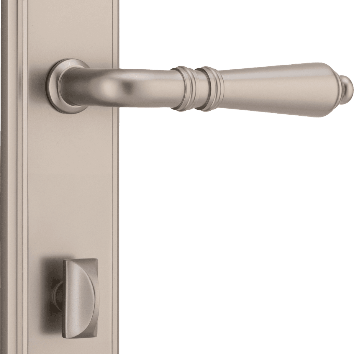 14736P85 - Sarlat Lever - Stepped Backplate - Satin Nickel - Privacy