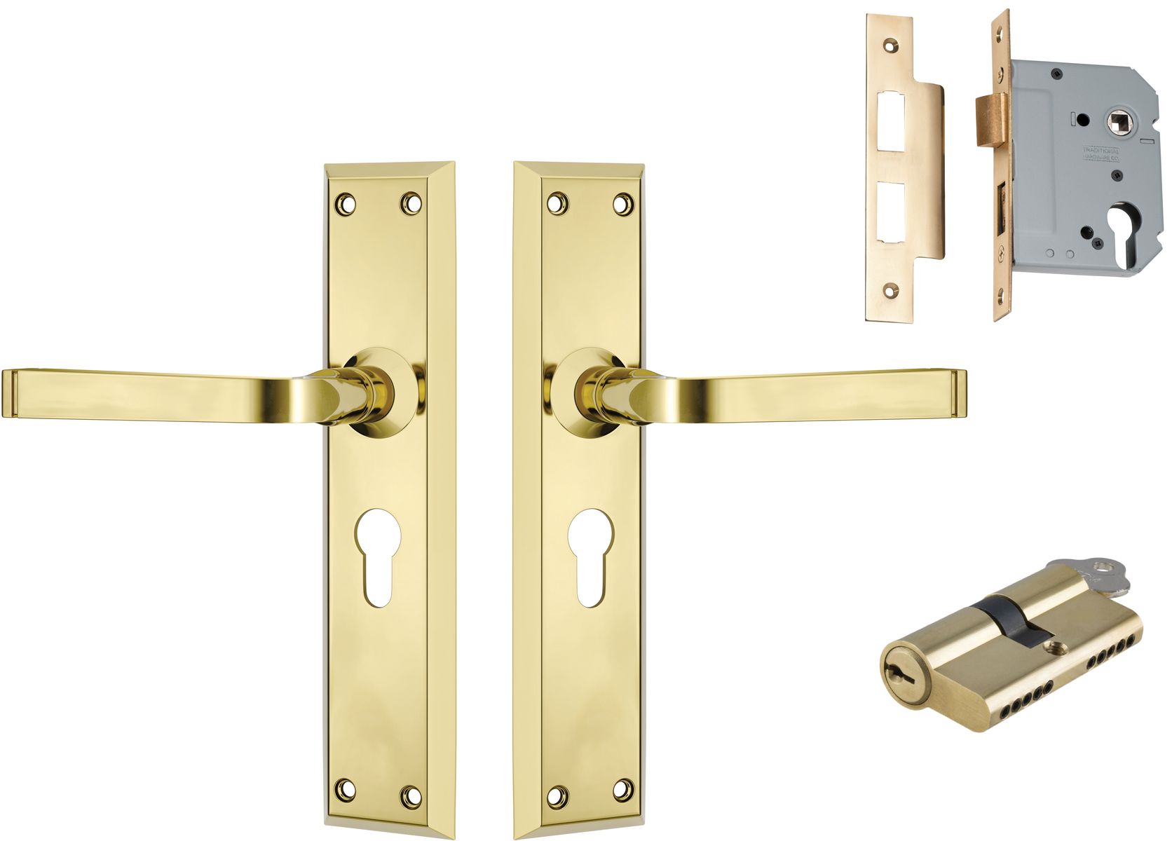 Menton Lever - Long Backplate Entrance Set with High Security Lock