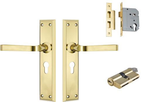 Menton Lever - Long Backplate Entrance Set with High Security Lock