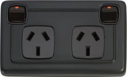 2 Gang Flat Plate Rocker Switches with Double Socket