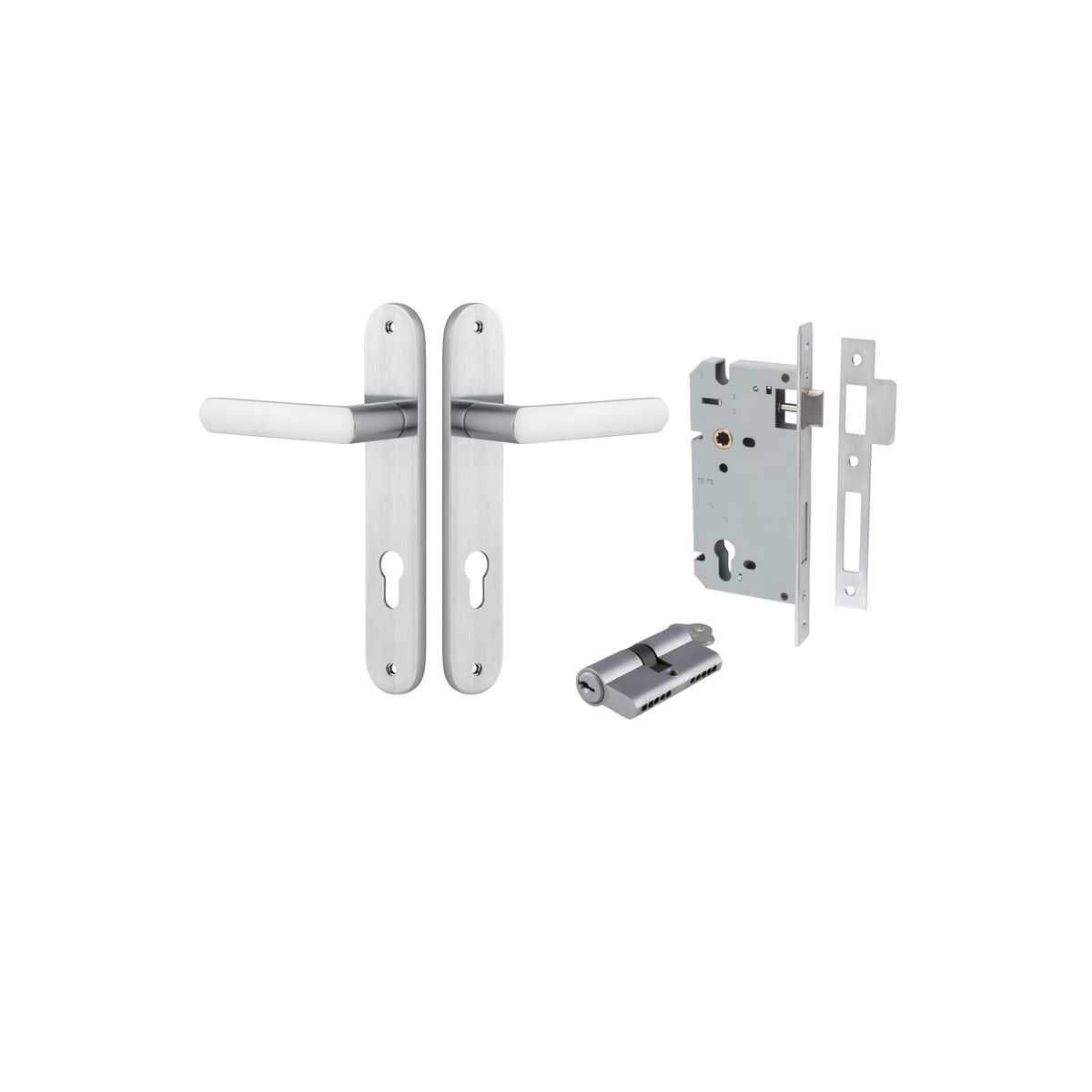 12364KENTR60KK - Osaka Lever - Oval Backplate Entrance Kit with High Security Lock - Brushed Chrome - Entrance