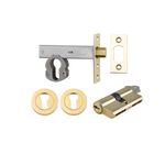 22556K70KKER - Euro Mortice Deadbolt Kit - 70mm Backset with Round Euro Escutcheon Key/Key - Polished Brass - Entrance