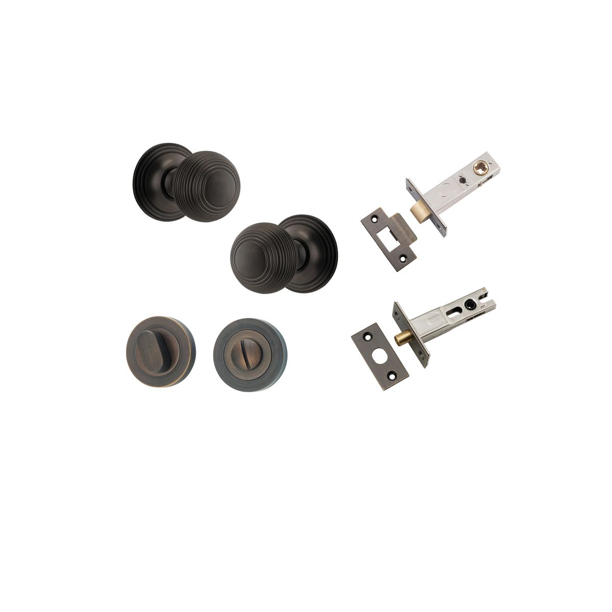 0221KPRIV60 - Guildford Knob - Round Rose Privacy Kit with Separate Privacy Turn - Signature Brass - Privacy