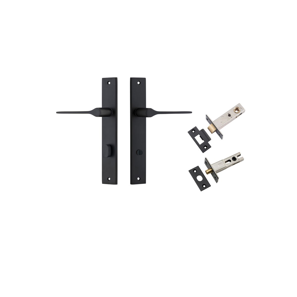 12754KPRIV60 - Como Lever - Rectangular Backplate Privacy Kit - Matt Black - Privacy