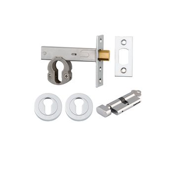Euro Mortice Deadbolt Kit - 60mm Backset with Round Euro Escutcheon Key/Thumb