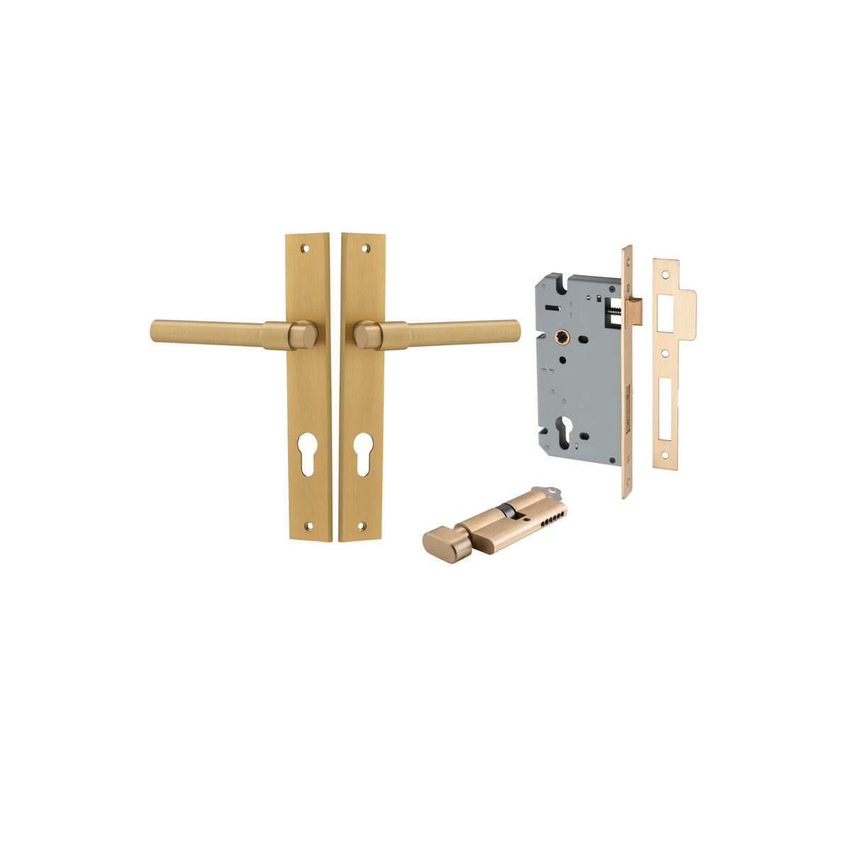 15396KENTR60KT - Helsinki Lever - Rectangular Backplate Entrance Kit with High Security Lock - Brushed Brass - Entrance