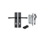 12786KENTR60KK - Verona Lever - Chamfered Backplate Entrance Kit with High Security Lock - Matt Black - Entrance