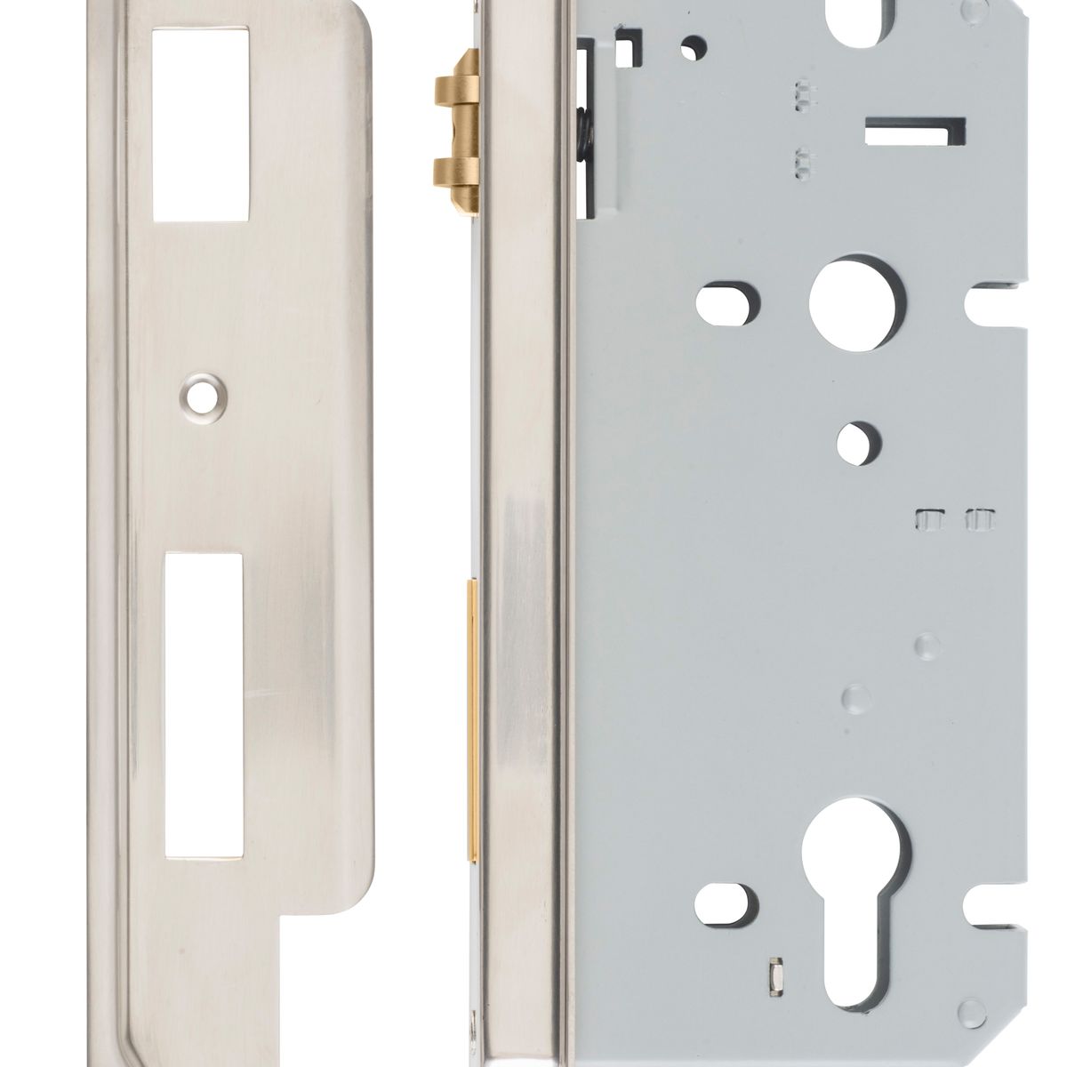 6105 - Rebated 85mm Euro Roller Mortice Locks - 60mm Backset - Satin Nickel