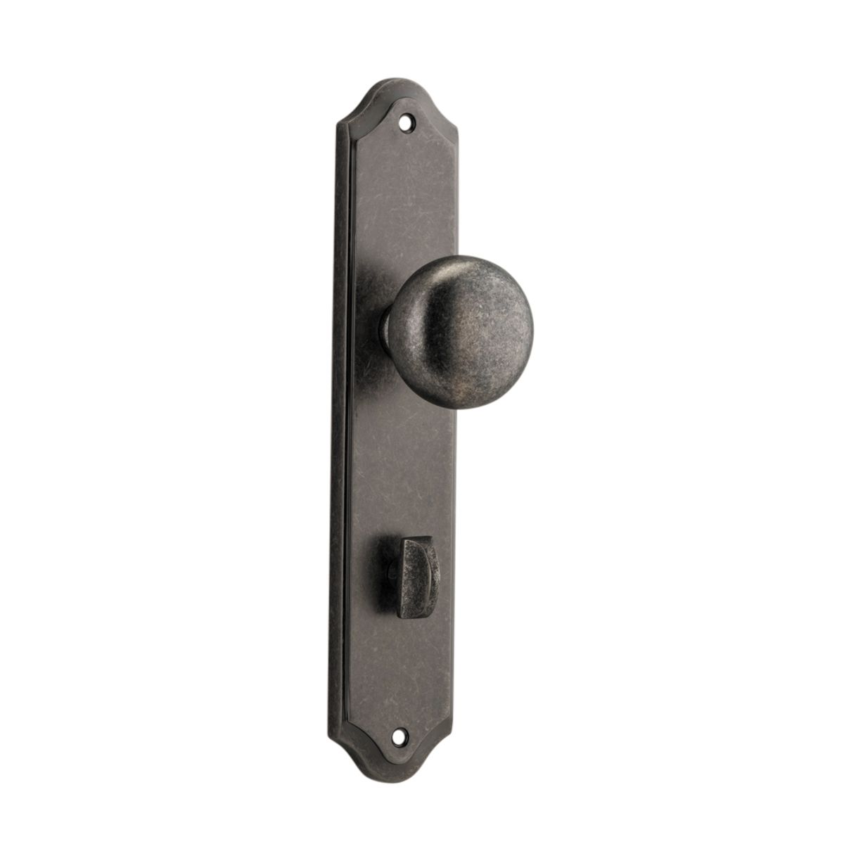 13828P85 - Cambridge Knob - Shouldered Backplate - Distressed Nickel - Privacy