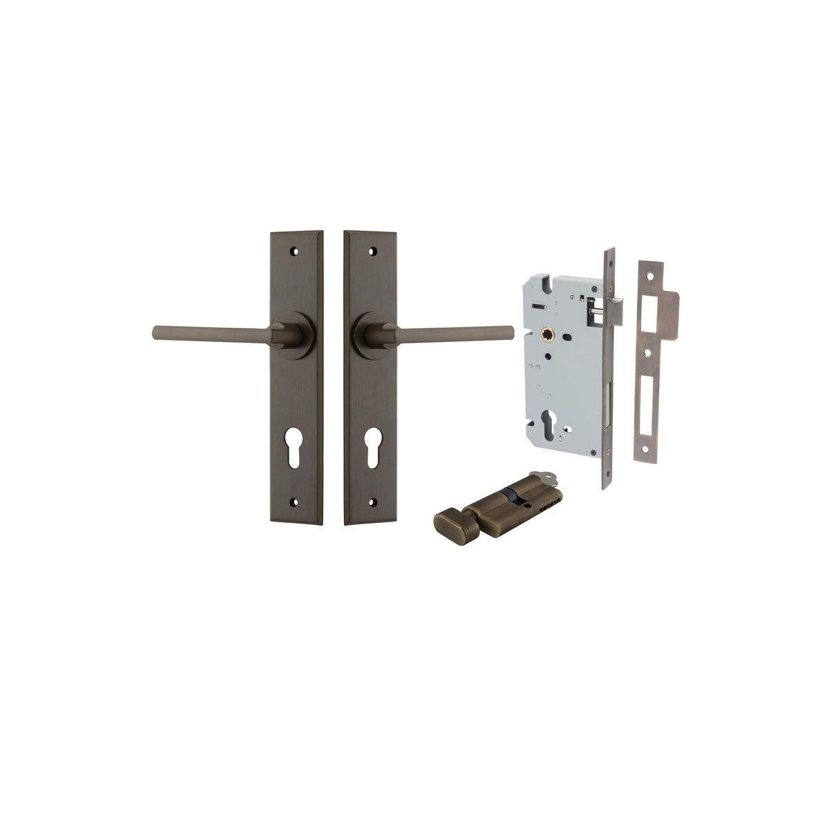 10782KENTR60KT - Baltimore Lever - Chamfered Backplate Entrance Kit with High Security Lock - Signature Brass - Entrance