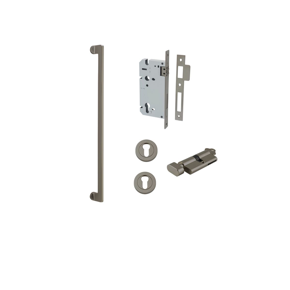 16930KENTR60KT - Baltimore Pull Handle - 600mm Entrance Kit with Separate High Security Lock - Graphite PVD - Entrance
