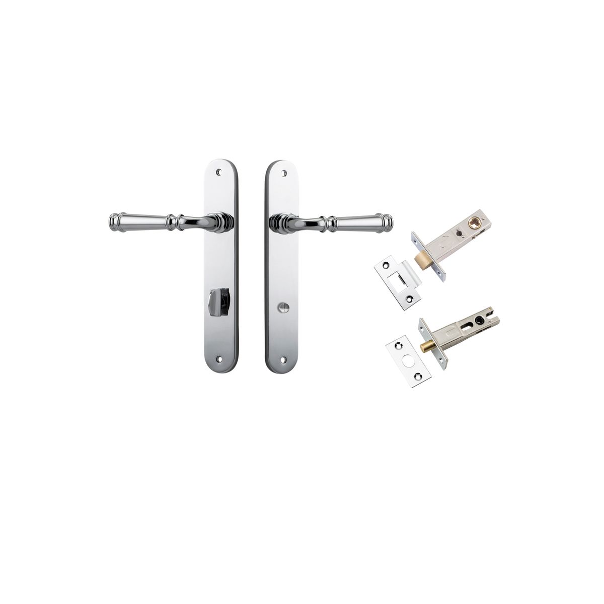11730KPRIV60 - Verona Lever - Oval Backplate Privacy Kit with Privacy Turn - Polished Chrome - Privacy