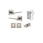 0439KENTR60KK - Como Lever - Square Rose Entrance Kit with High Security Lock - Satin Nickel - Entrance