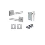 0415KENTR60KK - Berlin Lever - Square Rose Entrance Kit with High Security Lock - Brushed Chrome - Entrance