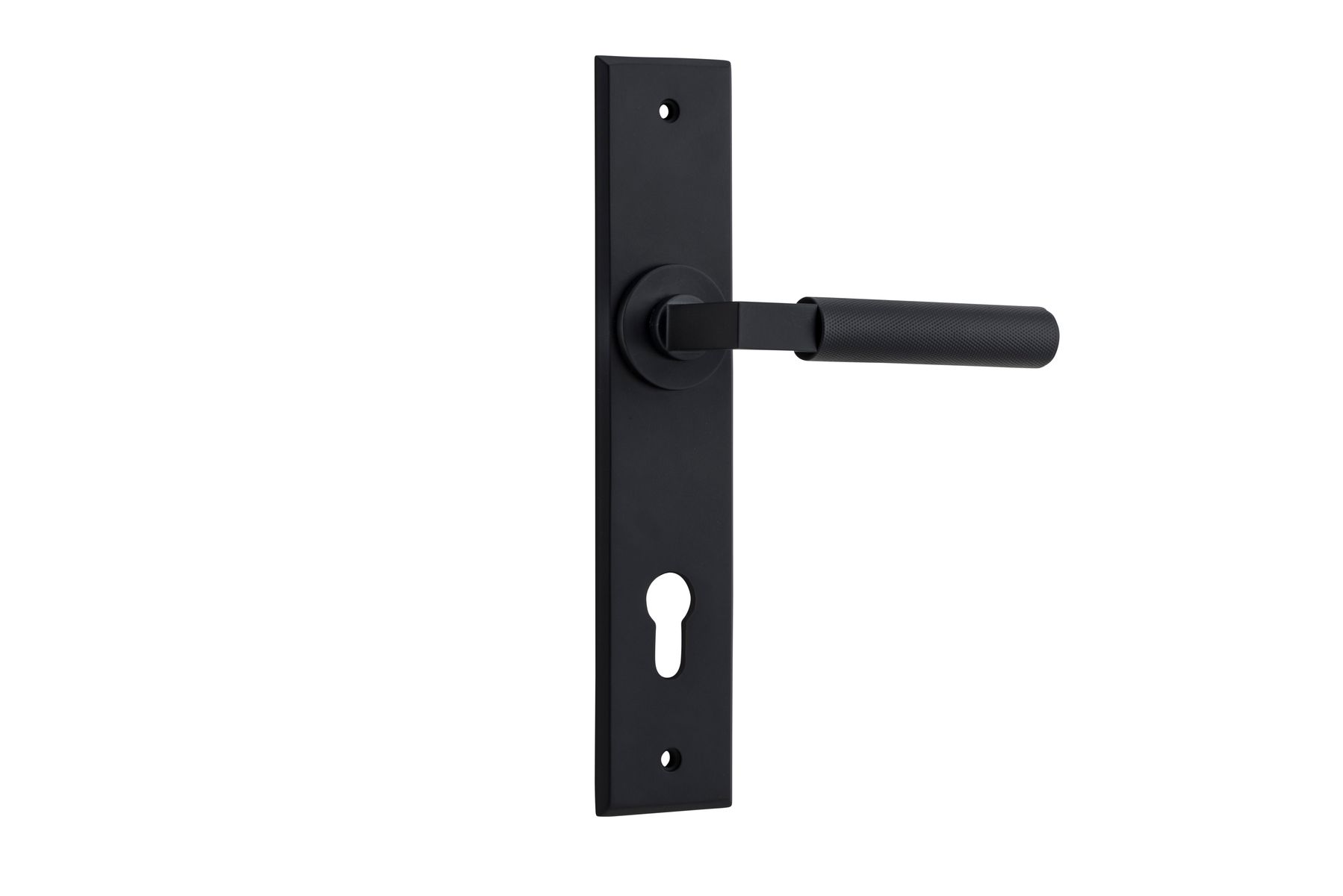 12796E85 - Brunswick Lever - Chamfered Backplate - Matt Black - Entrance