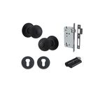 0223KENTR60KK - Guildford Knob - Round Rose Entrance Kit with Separate High Security Lock - Matt Black - Entrance