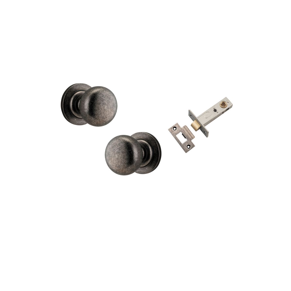 0207KPASS60 - Cambridge Knob - Round Rose Passage Kit - Distressed Nickel - Passage