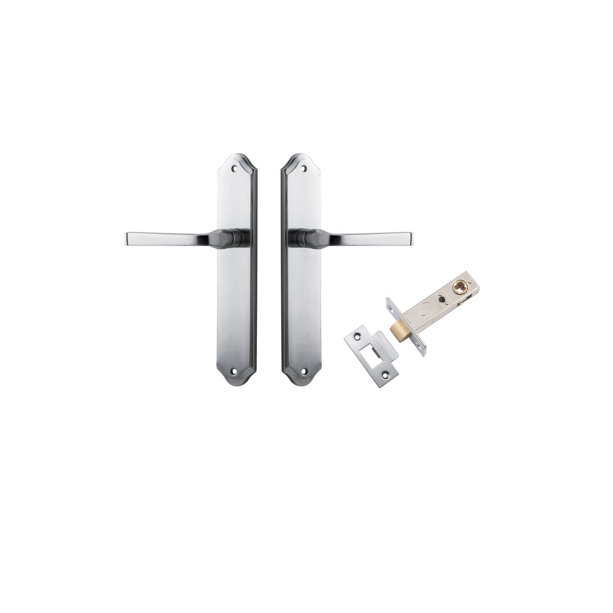 12220KPASS60 - Annecy Lever - Shouldered Backplate Passage Kit - Brushed Chrome - Passage
