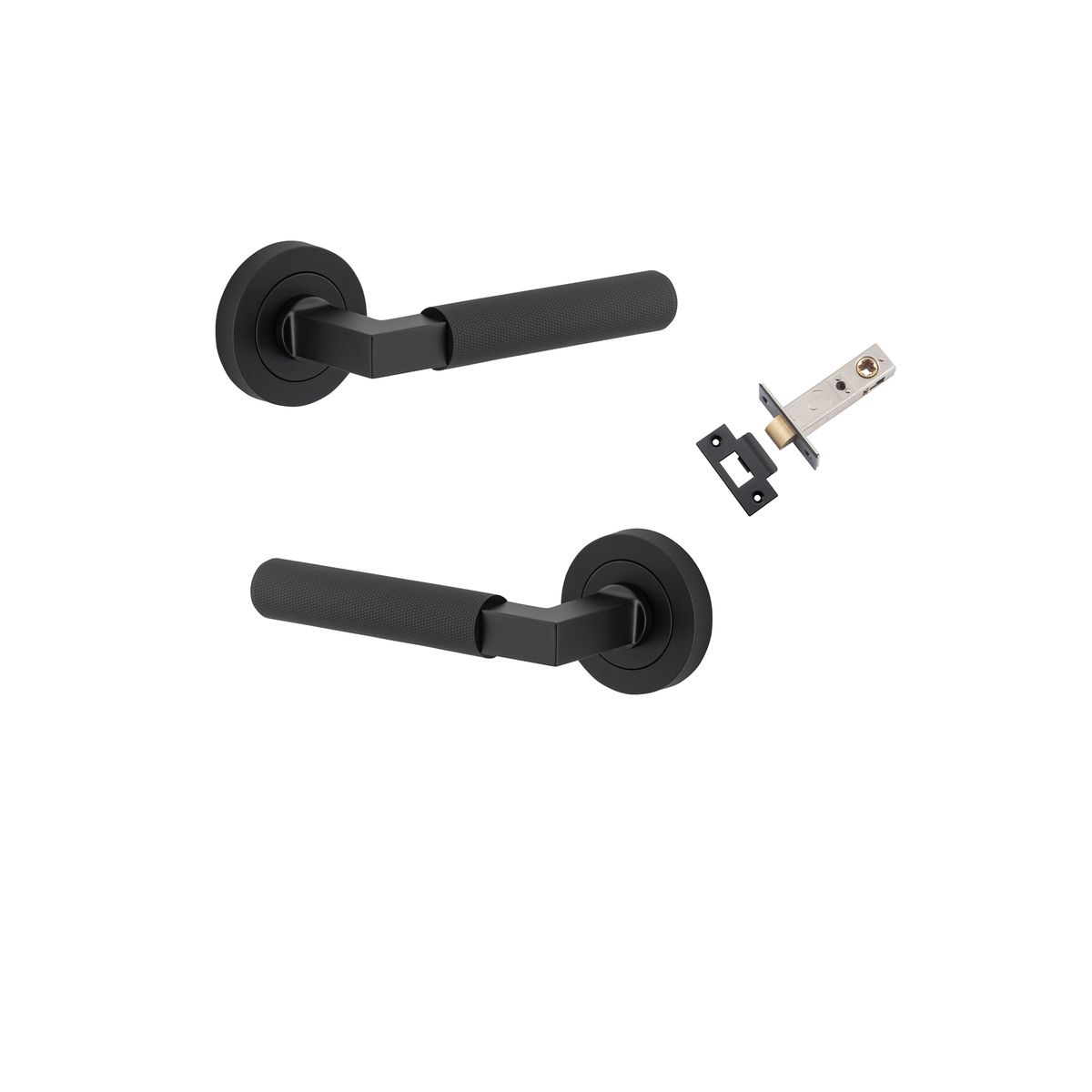 0353KPASS60 - Brunswick Lever - Round Rose Passage Kit - Matt Black - Passage