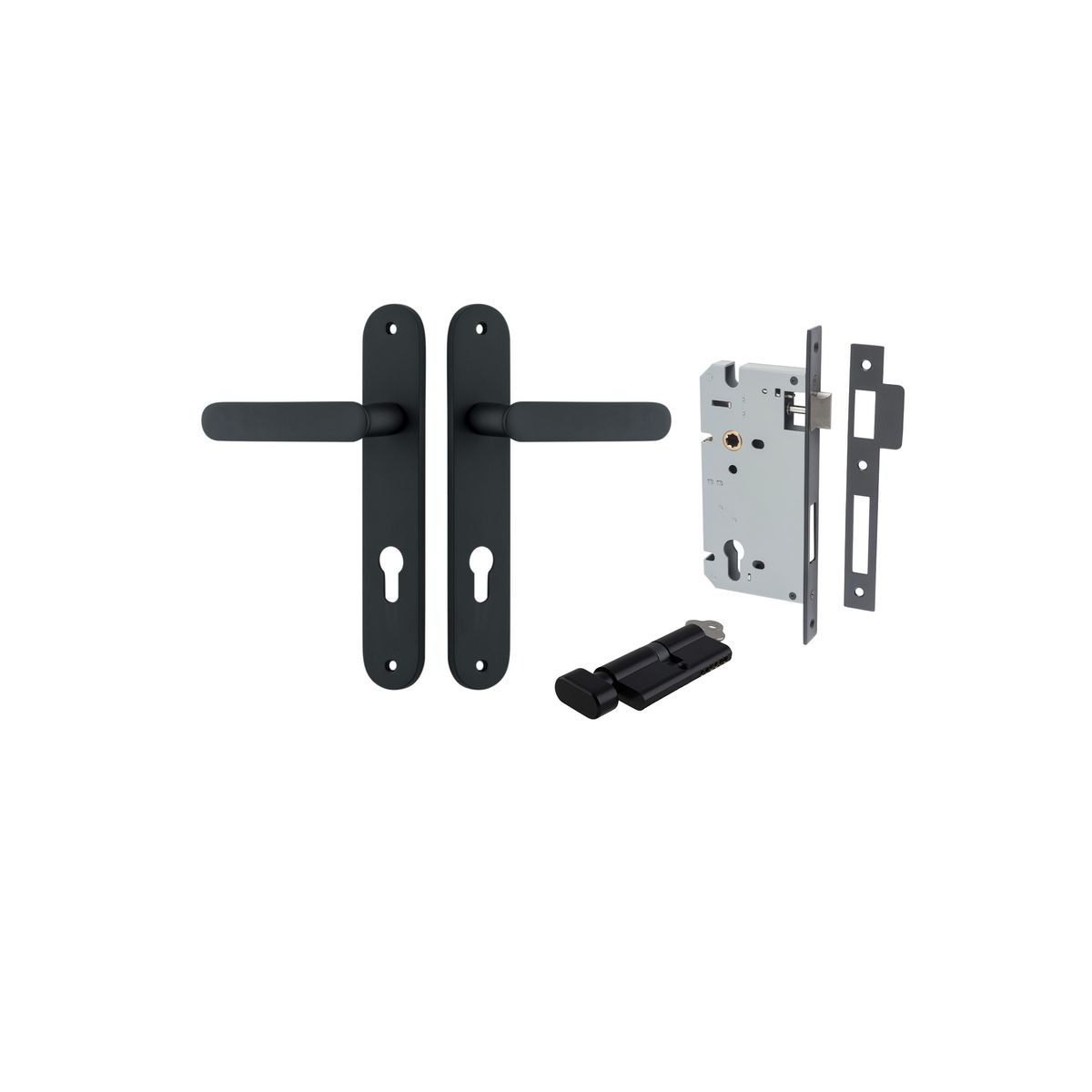 12764KENTR60KT - Bronte Lever - Oval Backplate Entrance Kit with High Security Lock - Matt Black - Entrance