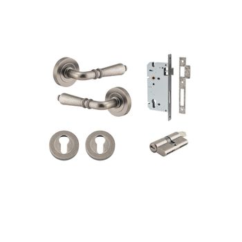 Sarlat Lever - Round Rose Entrance Kit with Separate High Security Lock