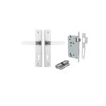 12284KENTR60KK - Bronte Lever - Chamfered Backplate Entrance Kit with High Security Lock - Brushed Chrome - Entrance