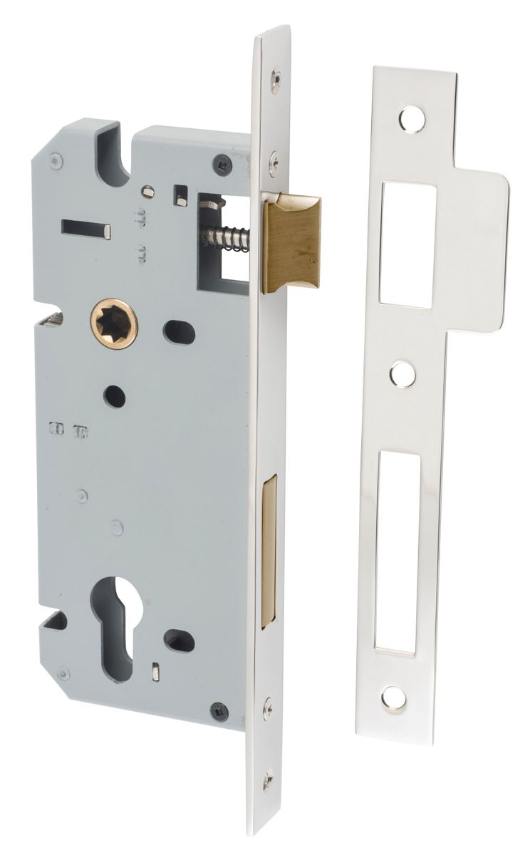 6090 - 85mm Euro Mortice Locks - 45mm Backset - Polished Nickel