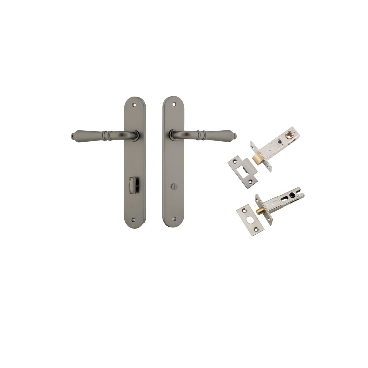 16824KPRIV60 - Sarlat Lever - Oval Backplate Privacy Kit with Privacy Turn - Graphite PVD - Privacy