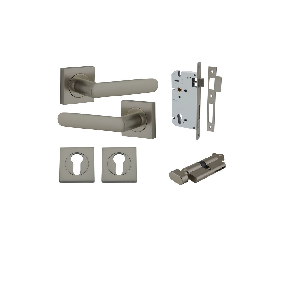 16871KENTR60KT - Osaka Lever - Square Rose Entrance Kit with Separate High Security Lock - Graphite PVD - Entrance
