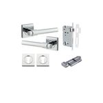 21204KENTR60KT - Helsinki Lever - Square Rose Entrance Kit with Separate High Security Lock - Polished Chrome - Entrance
