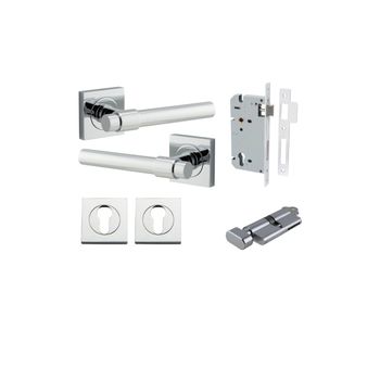 Helsinki Lever - Square Rose Entrance Kit with Separate High Security Lock