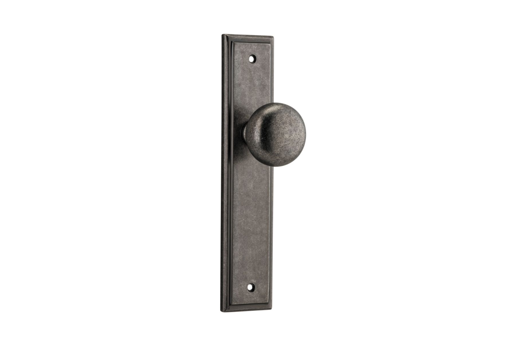 13840 - Cambridge Knob - Stepped Backplate - Distressed Nickel - Passage
