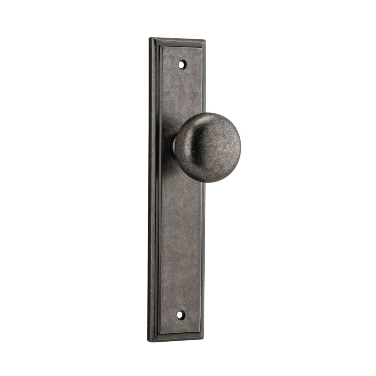 13840 - Cambridge Knob - Stepped Backplate - Distressed Nickel - Passage
