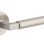 0349KIBPRIV60 - Berlin Lever - Round Rose Privacy Kit (Inbuilt Privacy) - Satin Nickel - Privacy