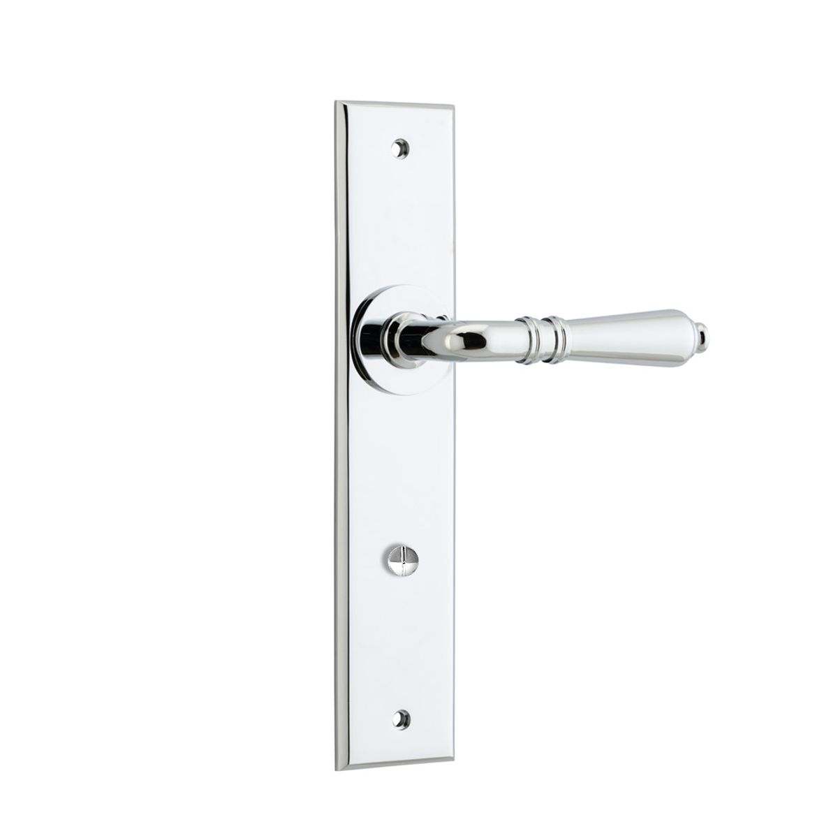 11780 - Sarlat Lever - Chamfered Backplate - Polished Chrome - Passage
