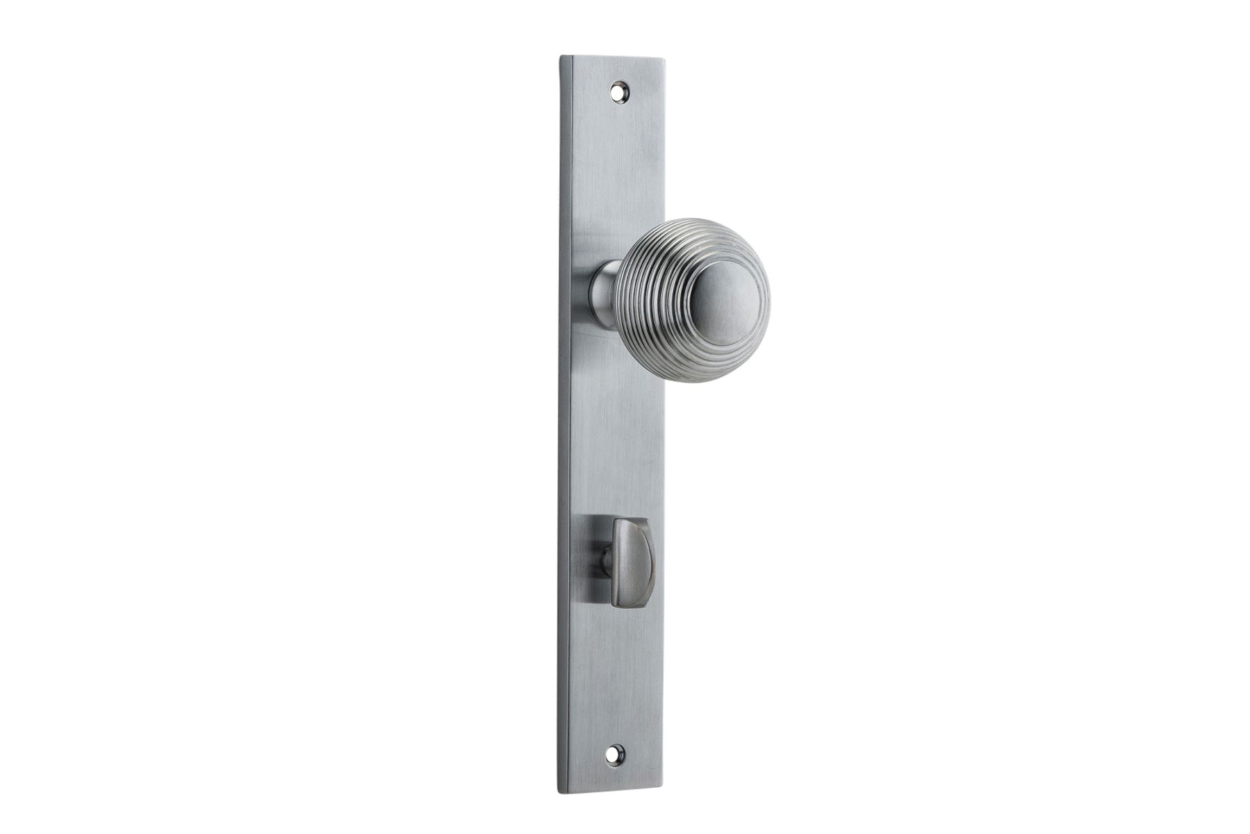 12324P85 - Guildford Knob - Rectangular Backplate - Brushed Chrome - Privacy