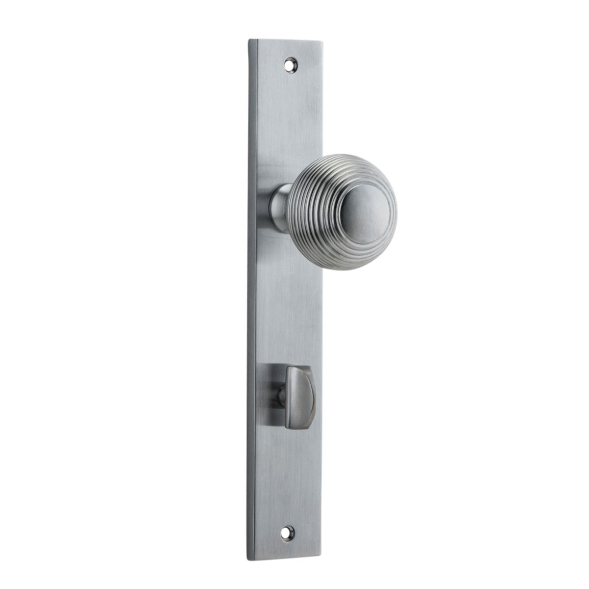 12324P85 - Guildford Knob - Rectangular Backplate - Brushed Chrome - Privacy