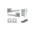 21205KENTR60KT - Helsinki Lever - Square Rose Entrance Kit with Separate High Security Lock - Brushed Chrome - Entrance