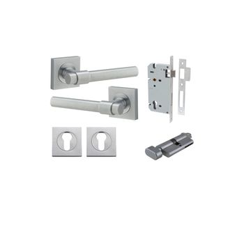 Helsinki Lever - Square Rose Entrance Kit with Separate High Security Lock