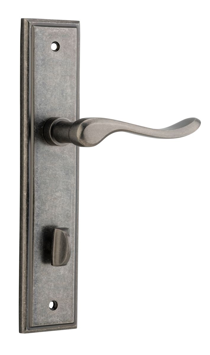 13926P85 - Stirling Lever - Stepped Backplate - Distressed Nickel - Privacy