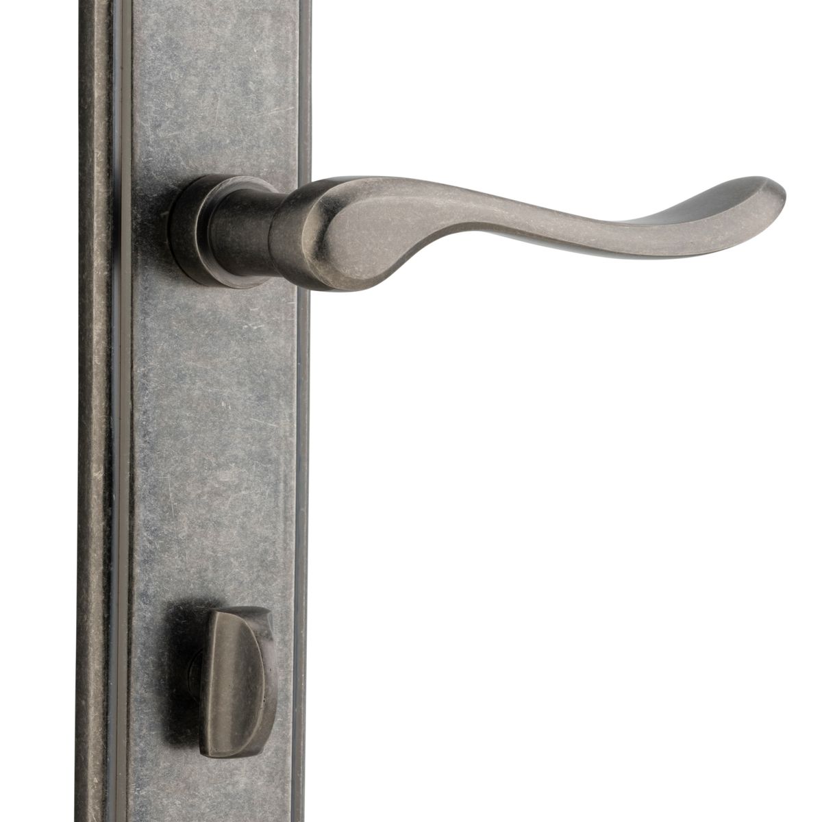 13926P85 - Stirling Lever - Stepped Backplate - Distressed Nickel - Privacy