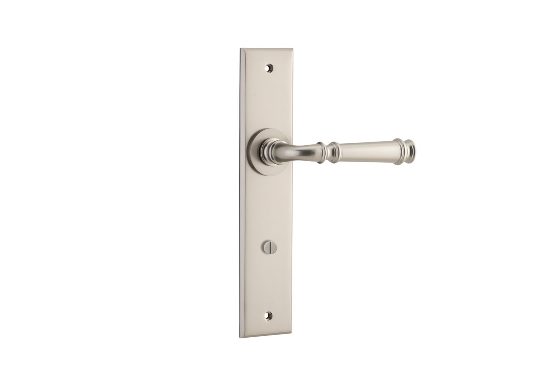 14786P85 - Verona Lever - Chamfered Backplate - Satin Nickel - Privacy