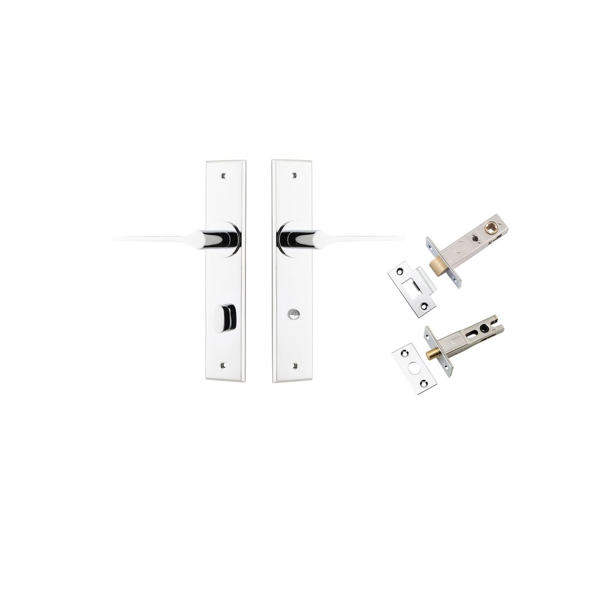 11758KPRIV60 - Como Lever - Chamfered Backplate Privacy Kit - Polished Chrome - Privacy