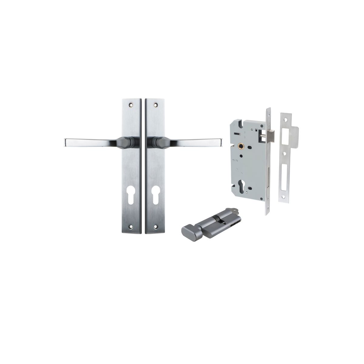 12208KENTR60KT - Annecy Lever - Rectangular Backplate Entrance Kit with High Security Lock - Brushed Chrome - Entrance