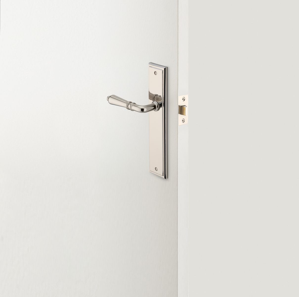 14236KENTR60KK - Sarlat Lever - Stepped Backplate Entrance Kit with High Security Lock - Polished Nickel - Entrance