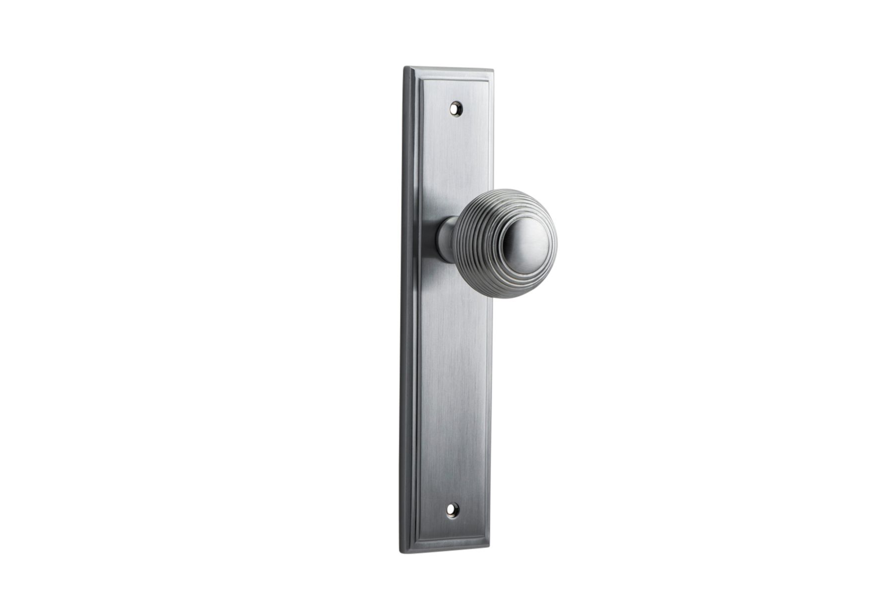 12342 - Guildford Knob - Stepped Backplate - Brushed Chrome - Passage