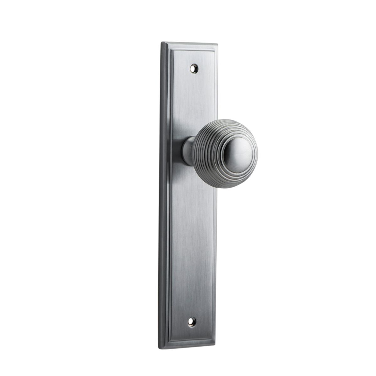 12342 - Guildford Knob - Stepped Backplate - Brushed Chrome - Passage