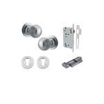 0225KENTR60KT - Guildford Knob - Round Rose Entrance Kit with Separate High Security Lock - Brushed Chrome - Entrance